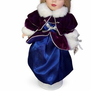 Velvet Purple Coat and Royal Blue Satin Doll Outfit - Classic Holiday Look
